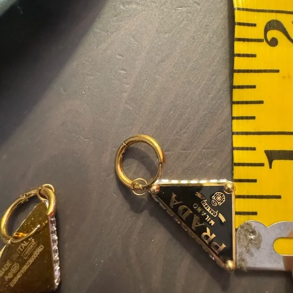 Prada Black and Gold Logo Earrings - Picture 9 of 10